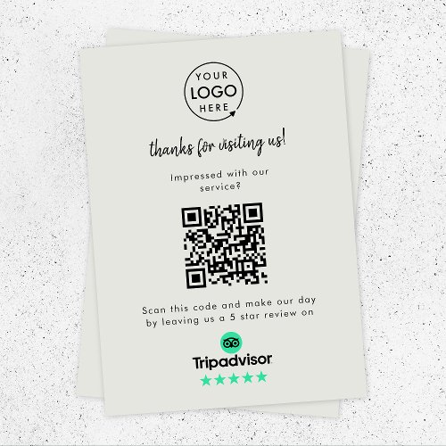 TripAdvisor Rating Link  QR Code Gray Business Enclosure Card