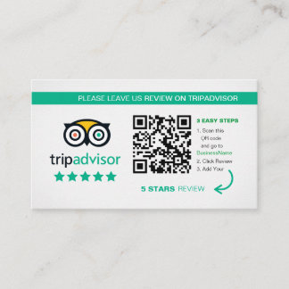 Tripadvisor Reviews | Business QR Code Thank You Business Card