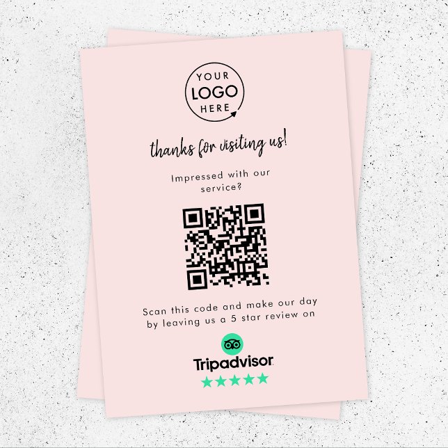 TripAdvisor Reviews | Business Rating Request Pink Enclosure Card (Gain Tripadvisor reviews & grow your business with this rating request enclosure card or handout.)