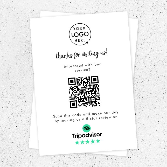 TripAdvisor Reviews | Business Review Link QR Code Enclosure Card (Gain Tripadvisor reviews & grow your business with this rating request enclosure card or handout.)