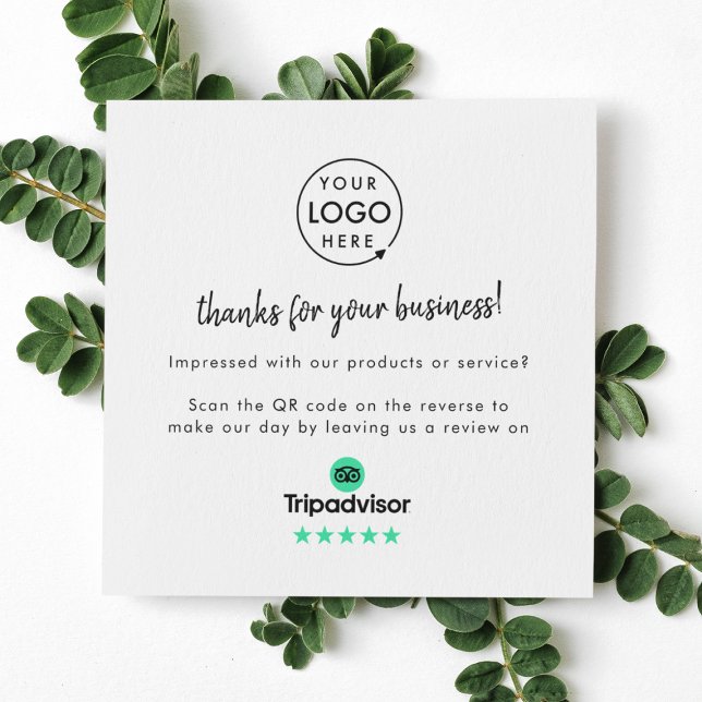 TripAdvisor Reviews | Business Review Link QR Code Square Business Card (Gain Tripadvisor reviews & grow your business with this rating request business card or insert.)