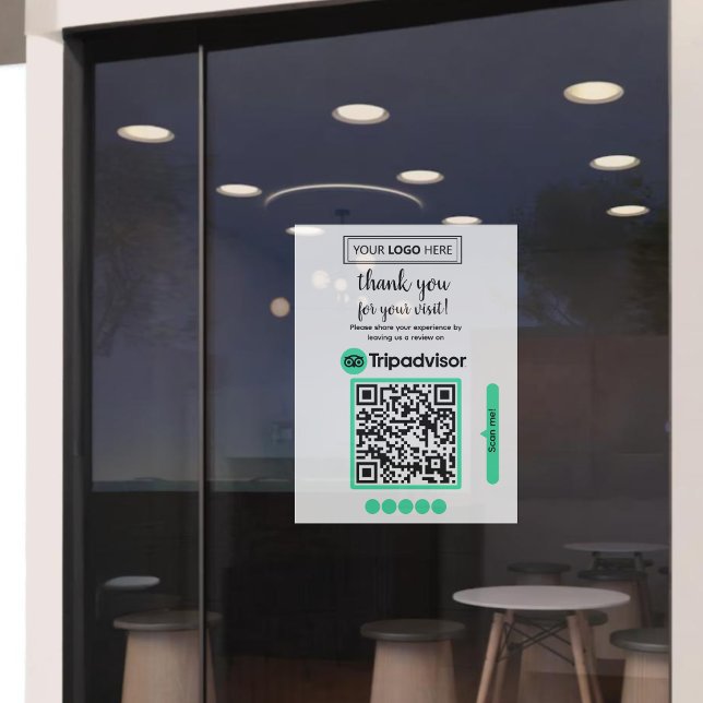 TripAdvisor Reviews | Business Review Link QR Code Window Cling (TripAdvisor review request with logo and QR Code Window Cling, get more 5 star reviews from clients)