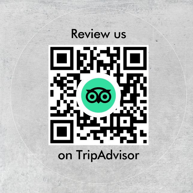 Tripadvisor Reviews | Business Review QR Code Classic Round Sticker (Gain TripAdvisor reviews with this editable sticker template)