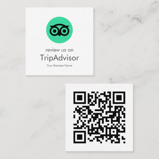 Tripadvisor Reviews | Business Review QR Code Square Business Card (Front/Back)