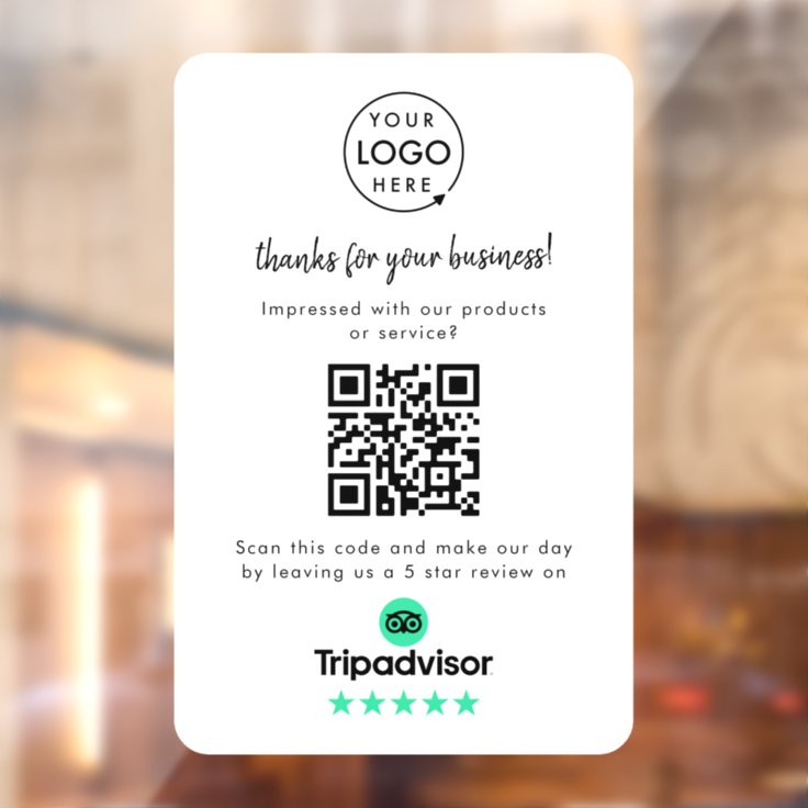 Tripadvisor Reviews Business Review QR Code Window Cling Zazzle