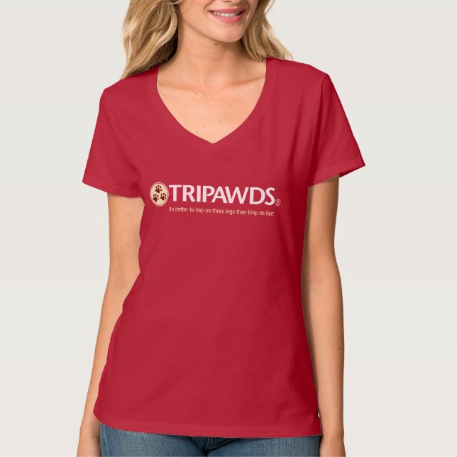 Tripawds Logo T (Women's, Dark) T-Shirt (Front)