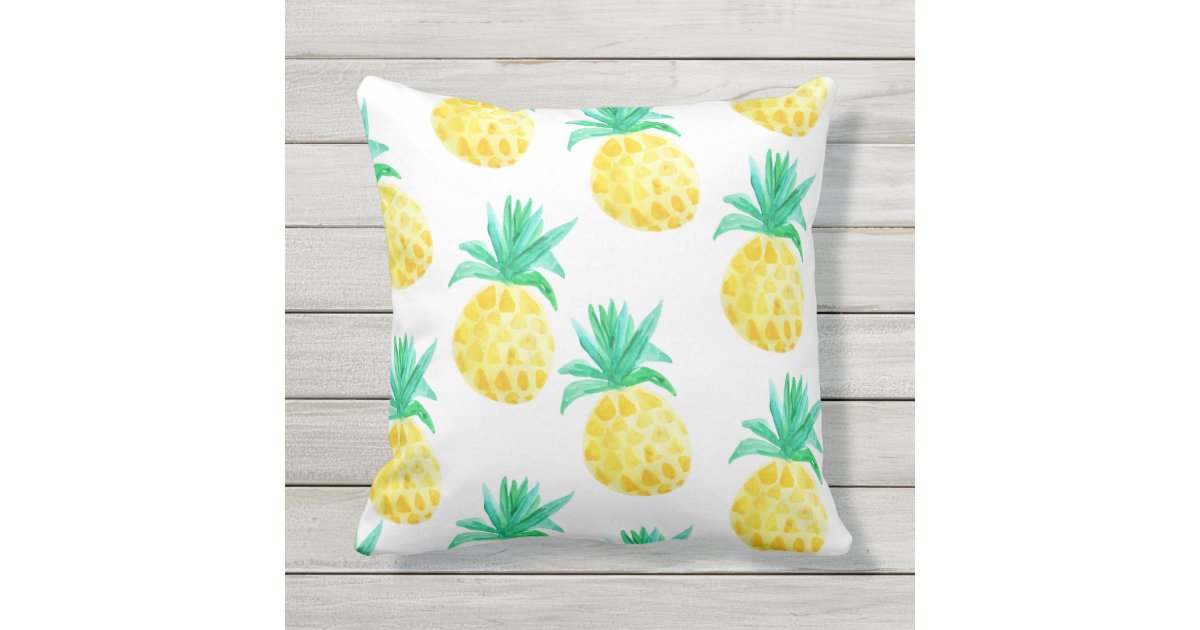 Tripical Watercolor Pineapple Home Decor Outdoor Pillow Zazzle