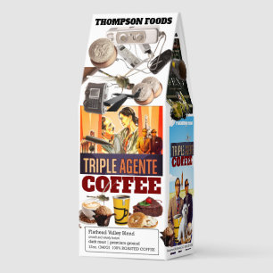 TRIPLE AGENTE Coffee, 12oz Bag, Dark Roast, Flath Roasted Coffee