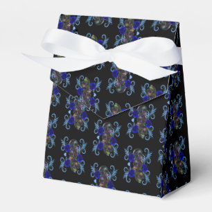 Triple Black Day Of The Dead Skulls Blue Roses Favor Boxes
