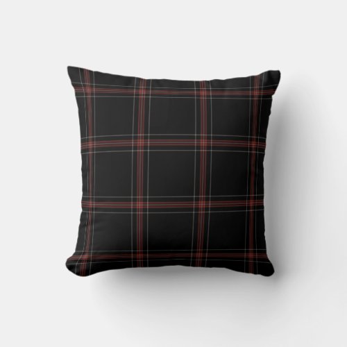 Triple Black Red Tartan Plaid Throw Pillow