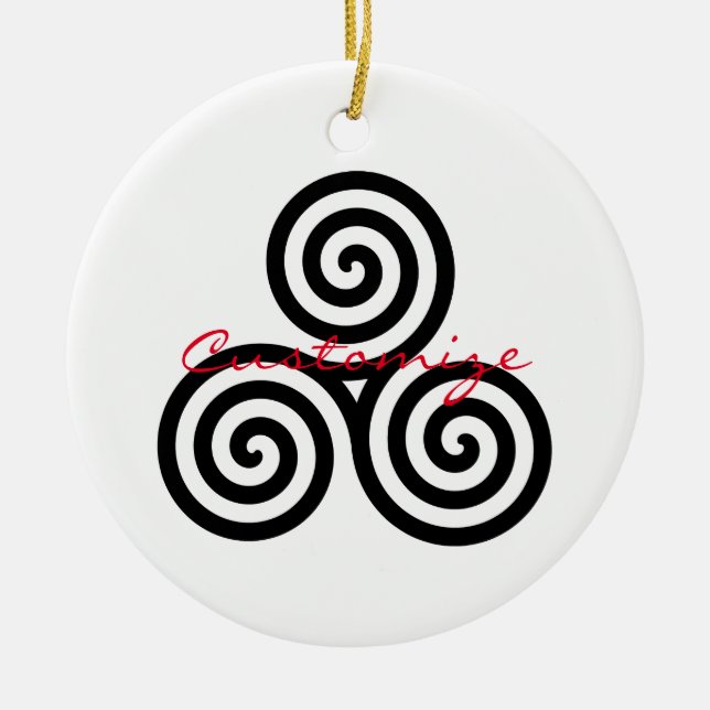 Triple Black Spirals Thunder_Cove Ceramic Ornament (Front)