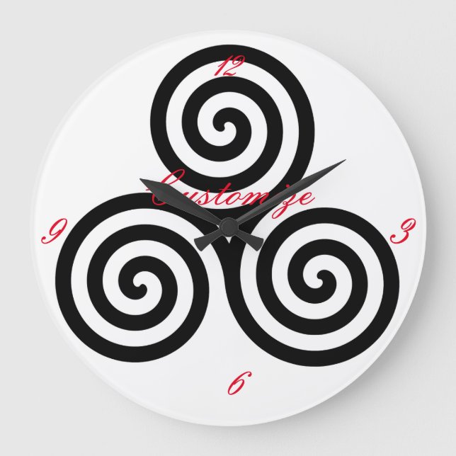 Triple Black Spirals Thunder_Cove Classic Large Clock (Front)