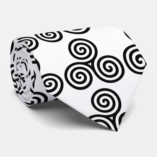 Triple Black Spirals Thunder_Cove Neck Tie (Rolled)