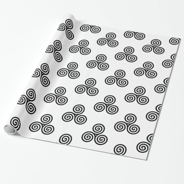 Triple Black Spirals Thunder_Cove Wrapping Paper (Unrolled)