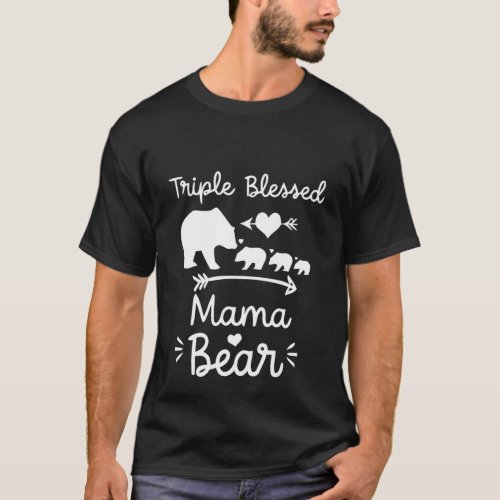 Triple Blessed Mama Bear Shirt For Moms With Three