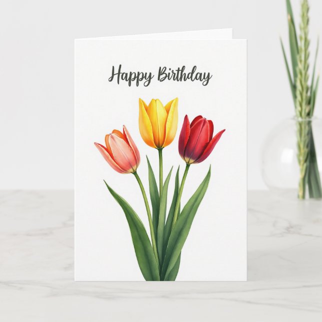 Triple Bloom Birthday Card (Front)