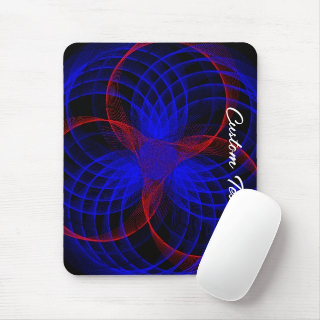 Triple Blueberry Color Accent Geometric Mouse Pad (With Mouse)