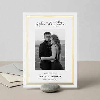 Triple Border Photo Save the Date Foil Invitation
