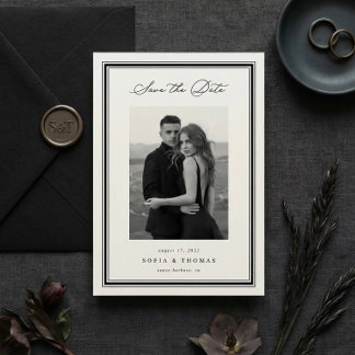 Triple Border | Simple Elegant Photo Wedding Save The Date