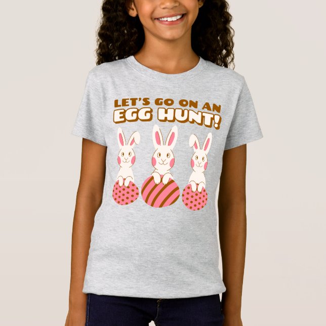 Triple Bunny Egg Hunt Kids Shirt (Front)