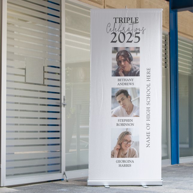 Triple Celebration 3 Photo Graduation Retractable Banner (Creator Uploaded)