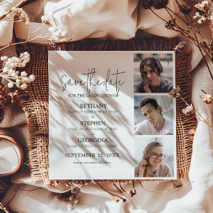 Triple Celebration 3 Photo Graduation Save The Date