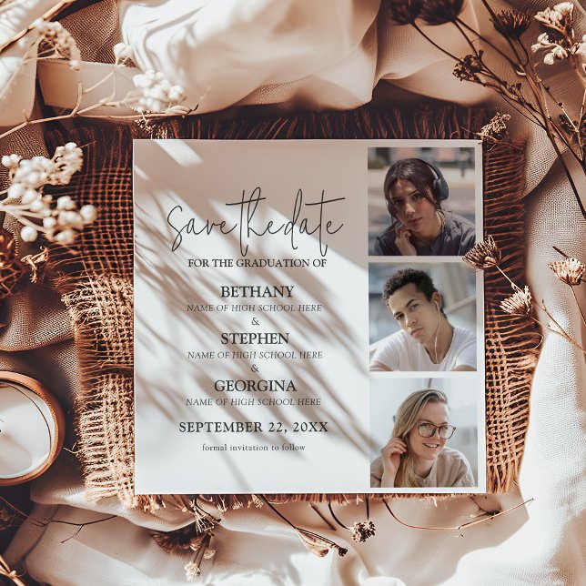 Triple Celebration 3 Photo Graduation Save The Date (Creator Uploaded)