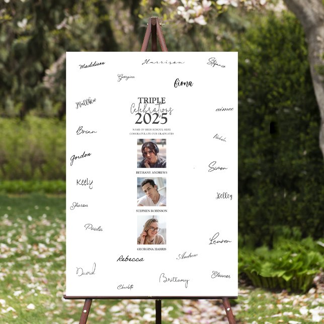 Triple Celebration 3 Photo Graduation Signature Foam Board (Creator Uploaded)
