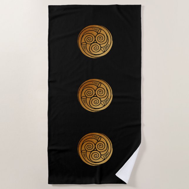 Triple Celtic Knot Swirl Mandala  Beach Towel (Front)