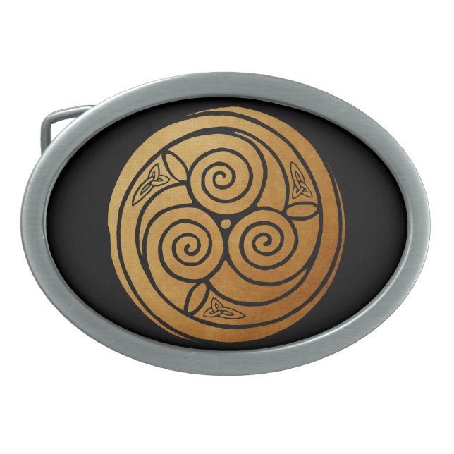 Triple Celtic Knot Swirl Mandala  Belt Buckle (Front)