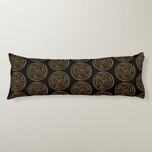 Triple Celtic Knot Swirl Mandala Body Pillow (Front)