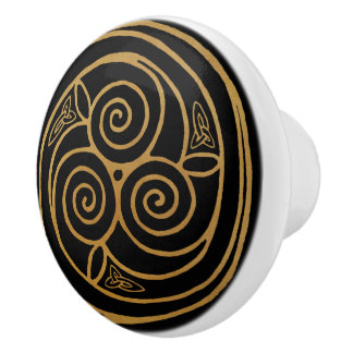 Triple Celtic Knot Swirl Mandala Ceramic Knob