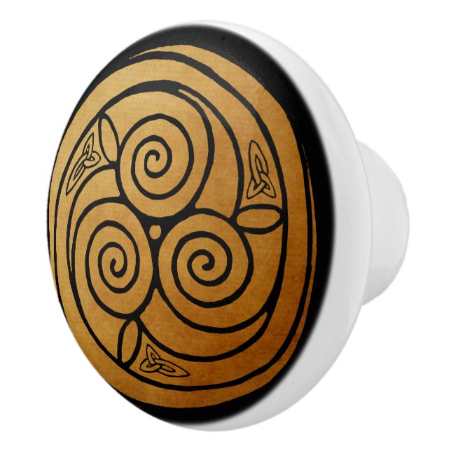 Triple Celtic Knot Swirl Mandala Ceramic Knob (Right)
