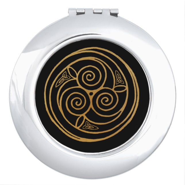 Triple Celtic Knot Swirl Mandala Compact Mirror (Front)