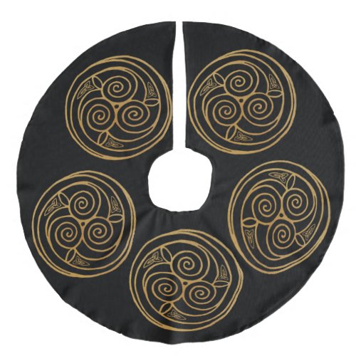 Triple Celtic Knot Swirl Mandala Faux Linen Tree Skirt