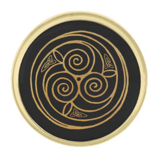 Triple Celtic Knot Swirl Mandala  Gold Finish Lapel Pin