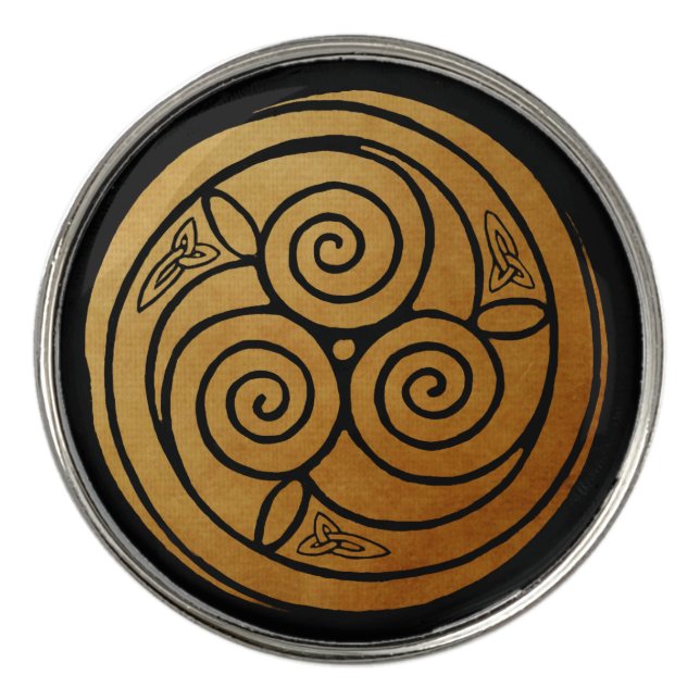 Triple Celtic Knot Swirl Mandala Golf Ball Marker (Front)