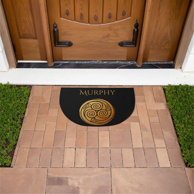 Triple Celtic Knot Swirl Mandala Personalized Doormat (Outdoor)