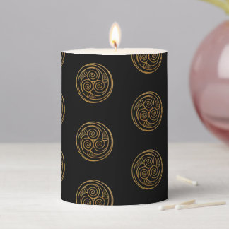 Triple Celtic Knot Swirl Mandala Pillar Candle