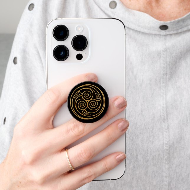 Triple Celtic Knot Swirl Mandala PopSocket (Hand)