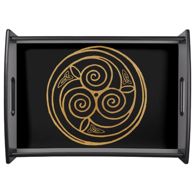 Triple Celtic Knot Swirl Mandala Serving Tray (Front)