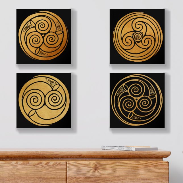 Triple Celtic Knot Swirl Mandala Set Acrylic Photo Tile (Dresser)