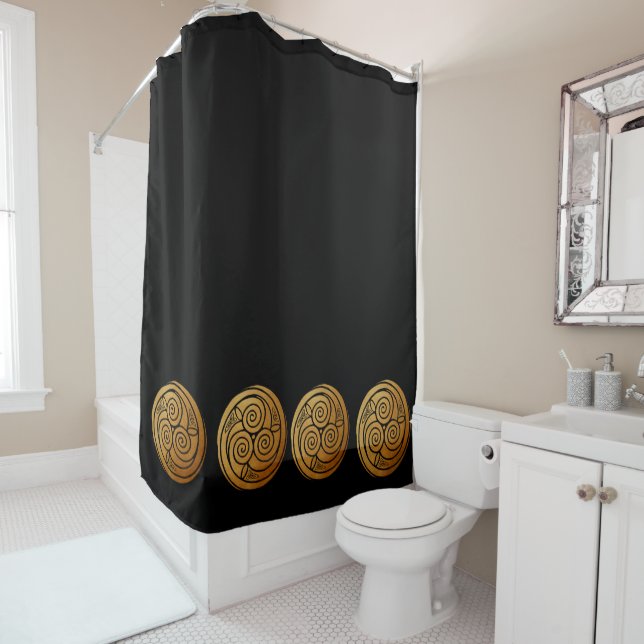 Triple Celtic Knot Swirl Mandala  Shower Curtain (In Situ)