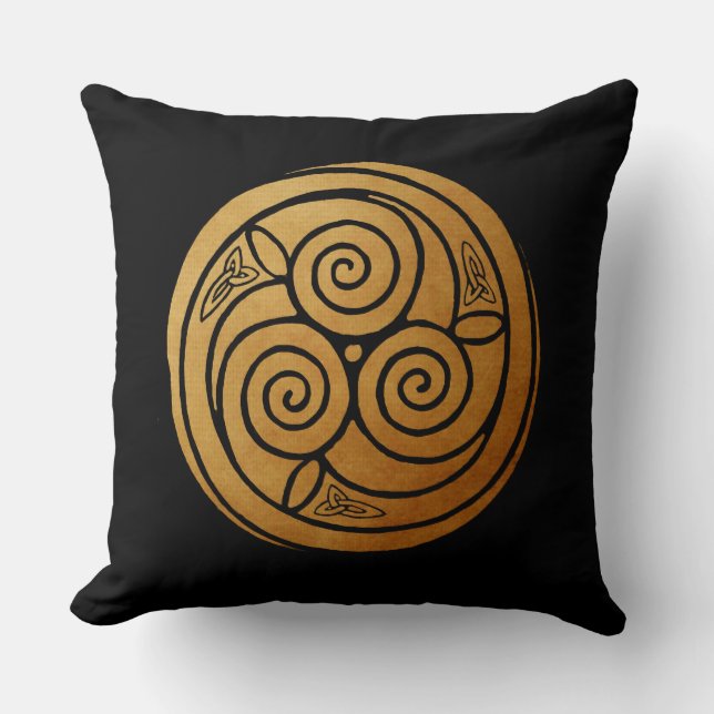 Triple Celtic Knot Swirl Mandala  Throw Pillow (Front)