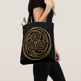 Triple Celtic Knot Swirl Mandala Tote Bag