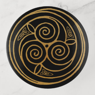 Triple Celtic Knot Swirl Mandala Trinket Tray