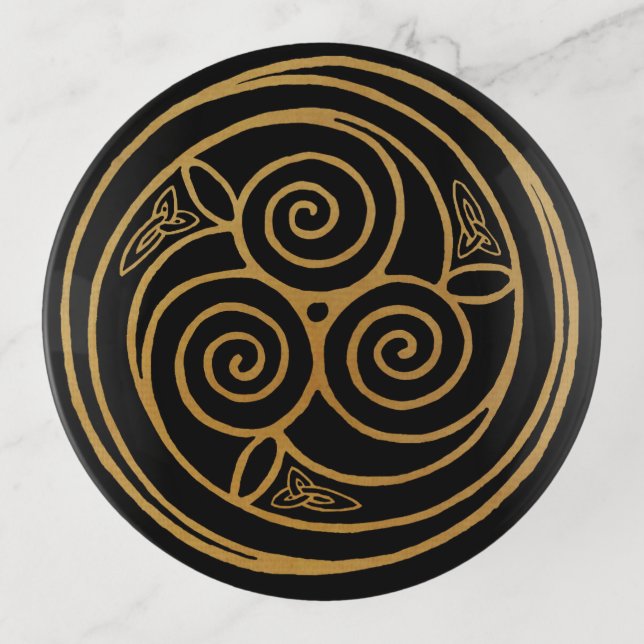 Triple Celtic Knot Swirl Mandala Trinket Tray (Front)