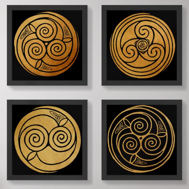 Triple Celtic Knot Swirl Mandala Wall Art Sets (Front)