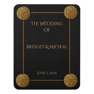 Triple Celtic Knot Swirl Wedding  Door Sign