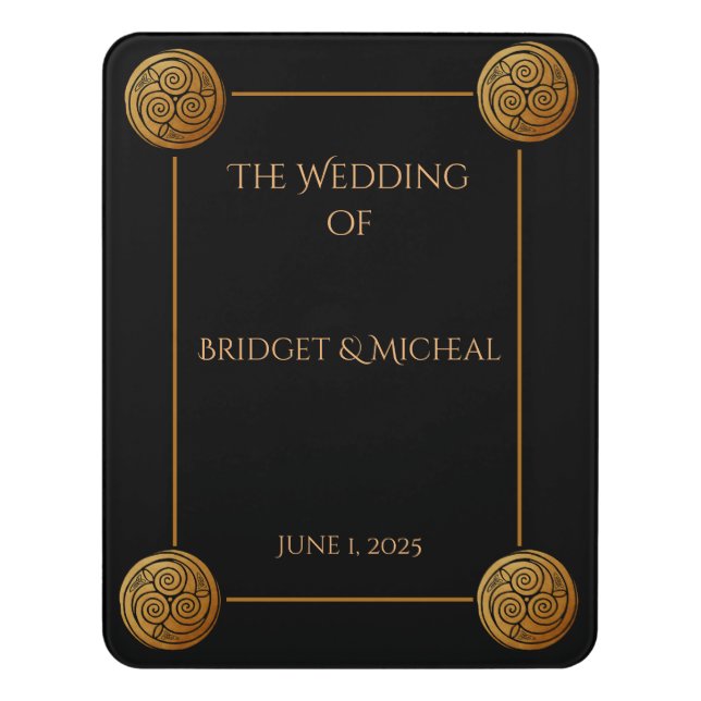 Triple Celtic Knot Swirl Wedding  Door Sign (Contemporary Vert)
